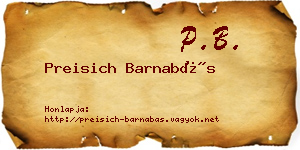 Preisich Barnabás névjegykártya